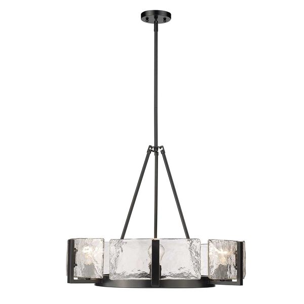 Aenon Matte Black with Hammered Water Glass Six-Light Chandelier, image 1